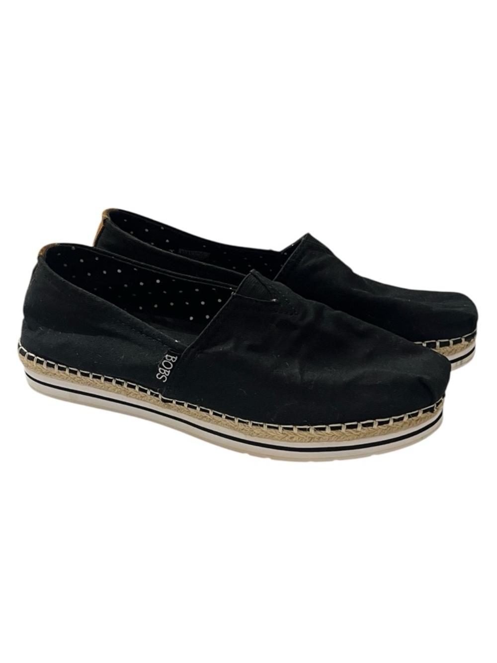 Skechers BOBS Black Slip-On Espadrille Sneakers Women’s 9.5 Memory Foam Canvas